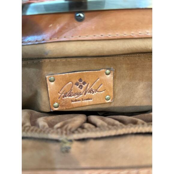 Patricia Nash Carmen Salmon Crochet Wood Leather Shoulder Chain Satchel Handbag - Picture 5 of 7